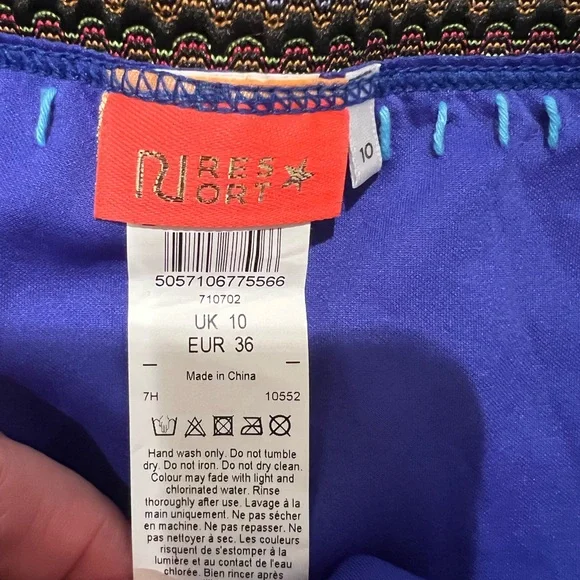 NWOT River Island 2PC Bikini | Top 8 | Bottom 10 | Blue w/ Pink Trim | Liner On - Picture 7 of 8